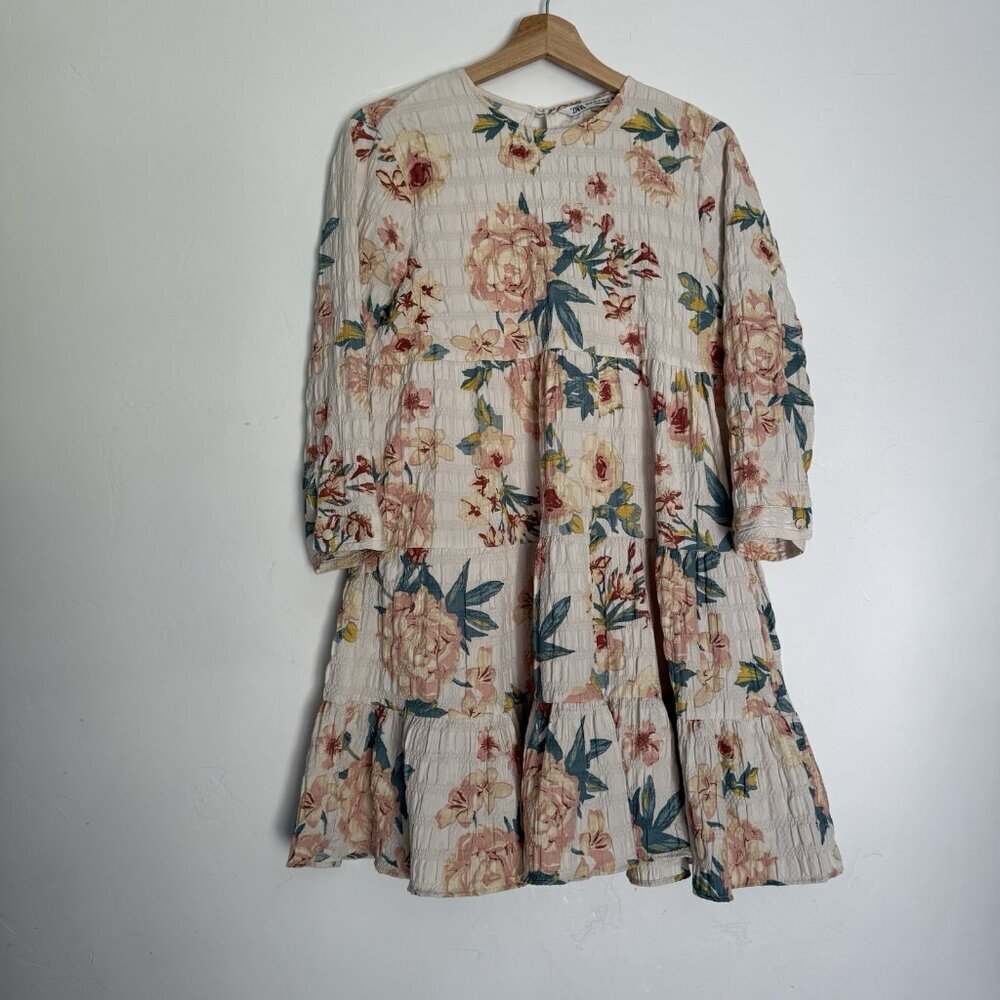Floral Print Tiered Dress Long Sleeve Cottagecore Zara Size XS - Picture 5 of 10